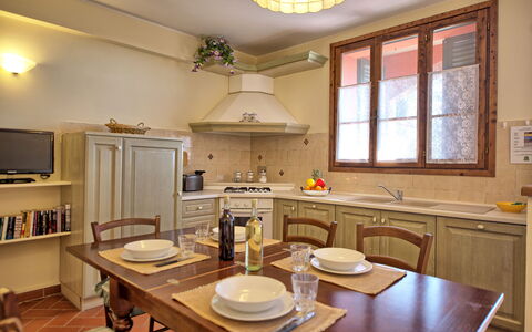 Accommodatie Casa Rossa 5: Keuken, Lunchroom, Woonkamer