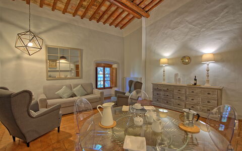 Accommodatie Montegufoni 17: Keuken, Lunchroom, Woonkamer