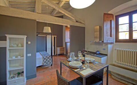 Accommodatie Montegufoni 22: Keuken, Lunchroom, slaapkamer