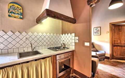 Accommodatie Montegufoni 19b: Keuken, Lunchroom, Woonkamer