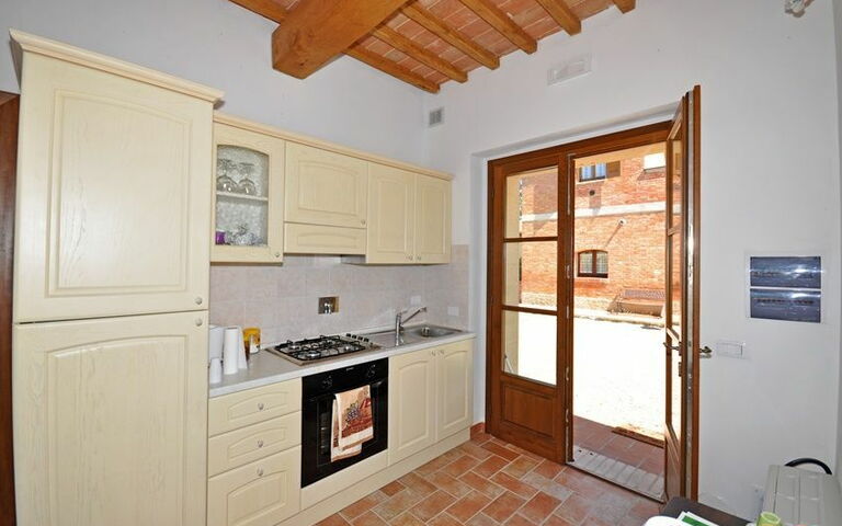 Accommodatie Pienza c: Keuken, Lunchroom, Woonkamer
