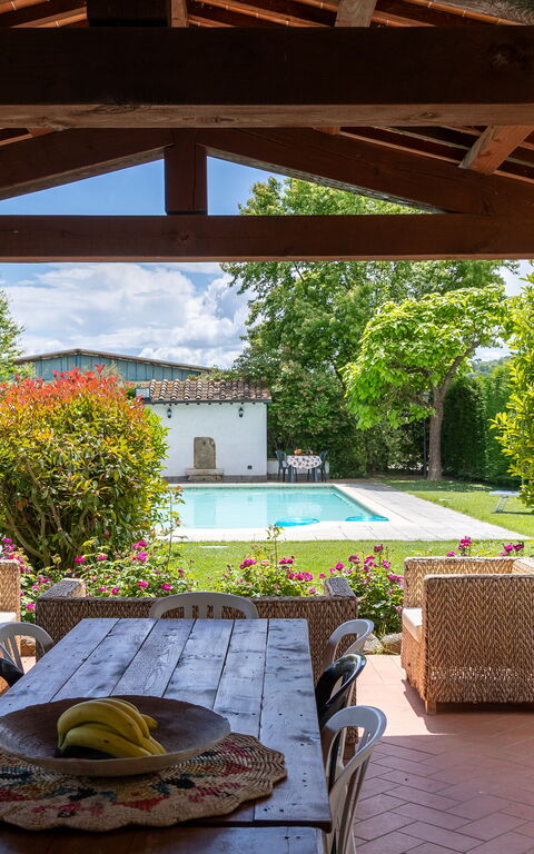 Casale Tiziano: Balkon / terras / patio, Tuin, zwembad