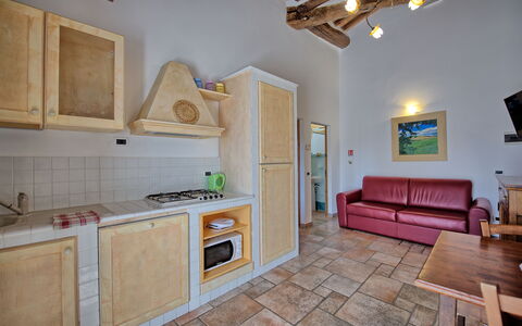 Accommodatie Mulignone 14: Keuken, Lunchroom, Woonkamer