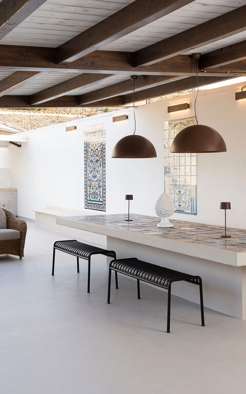 Villa Cala Mancina: Balkon / terras / patio, Buitenkanten, Buitenshuis