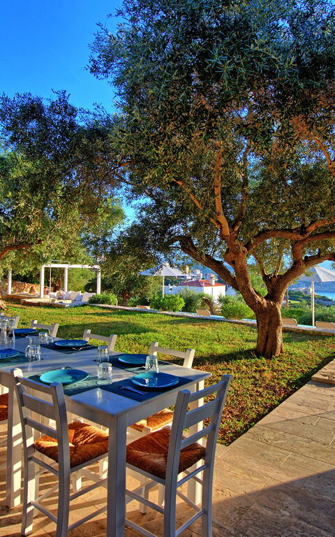 Villa Bluewhite: Buitenshuis, Keer bekeken, Tuin, Zomer, zwembad