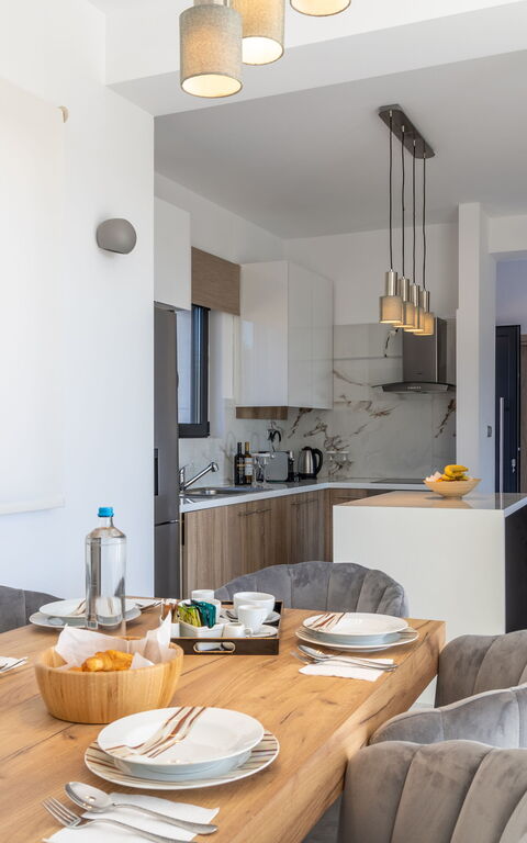 Villa Olivum: Keuken, Woonkamer