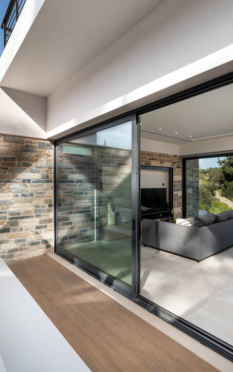 Villa Kallos: Keuken, Woonkamer