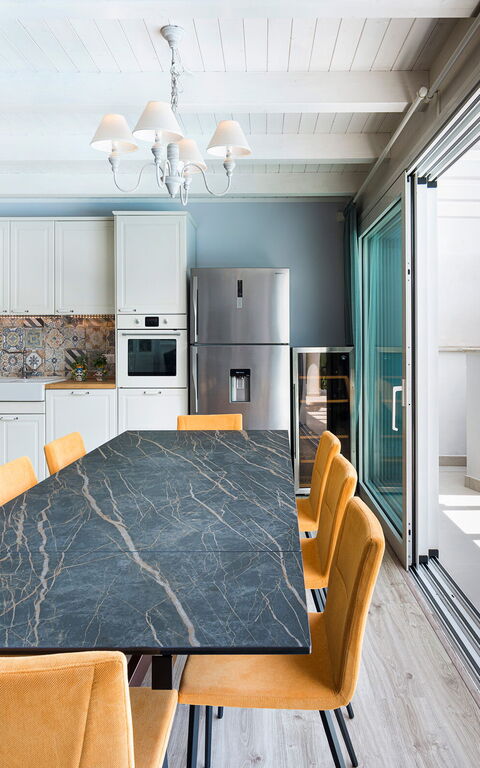 Villa Giutitta: Keuken, Lunchroom