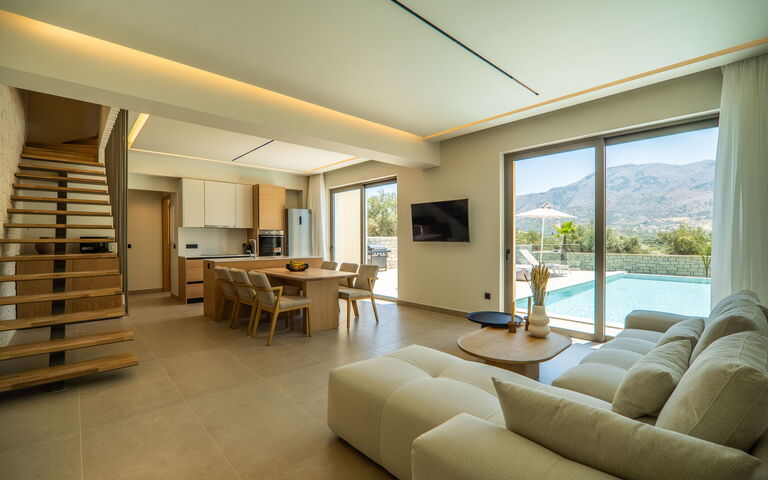 Villa Zen Chrysi: Lunchroom, Woonkamer