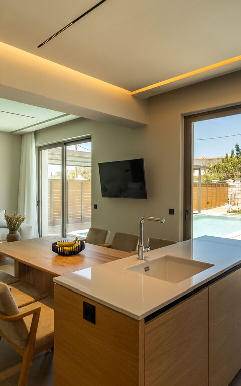 Villa Zen Hephaistos: Lunchroom, Woonkamer