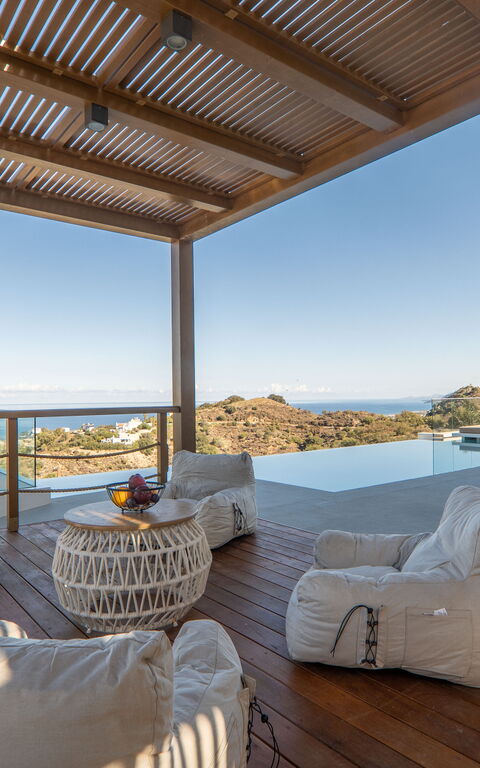 Lofos Horizon Villa: Balkon / terras / patio, Buitenkanten, Buitenshuis, zwembad