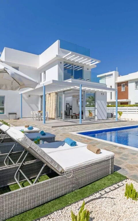 Mylos Lifestyle Seaview Villa #15: Tuin, zwembad