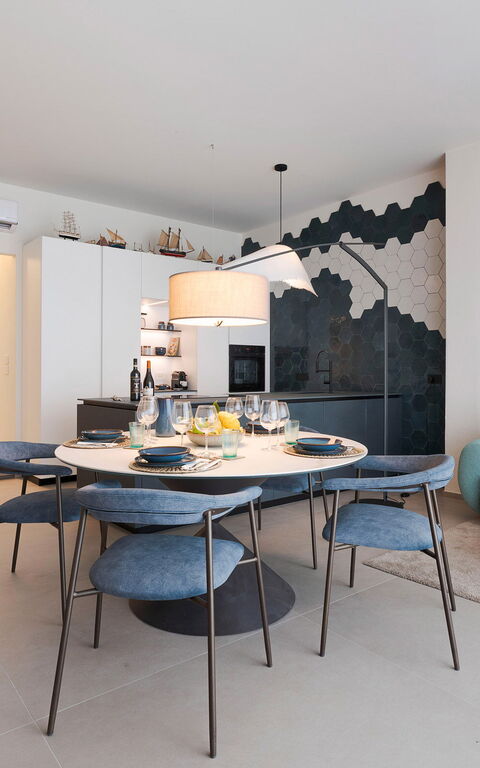 La Prua Apartament: Keuken, Lunchroom, Woonkamer