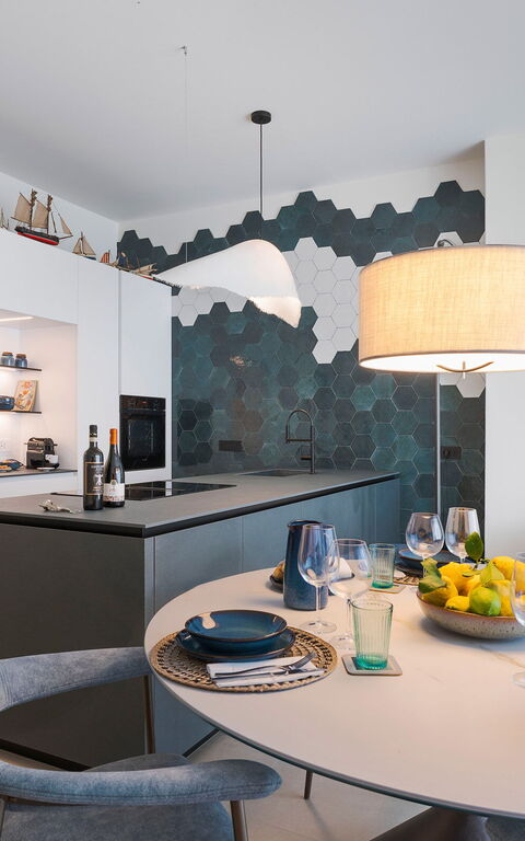 La Prua Apartament: Keuken, Lunchroom, Woonkamer